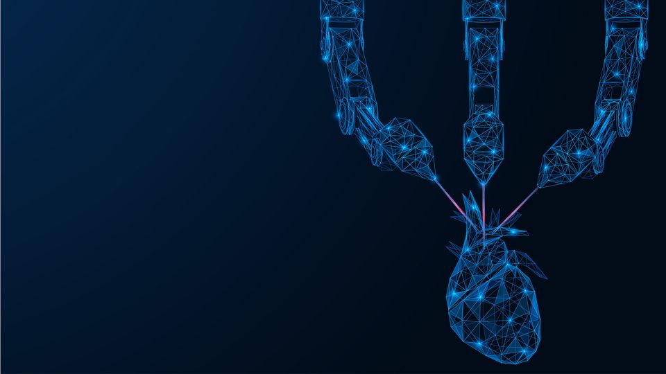 Illustration of a heart being bioprinted 