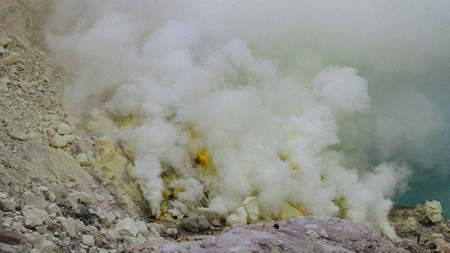 Rocks falling down a mountain side. 