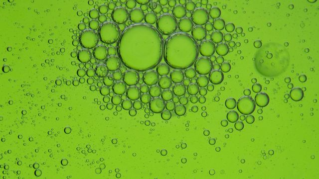 Green bubbles clustered in either large or small groups. 