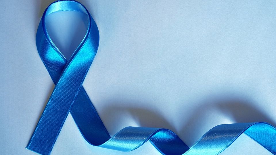 Blue ribbon representing prostate cancer awareness. 