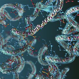 Close up of a protein structure. 